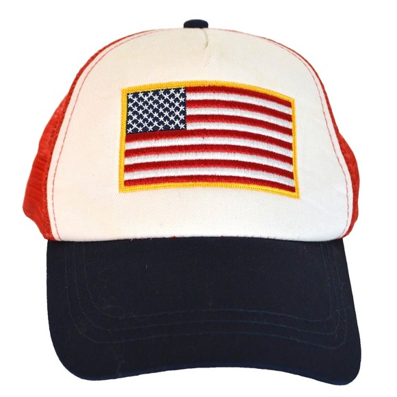 Other - Vintage Style Emroidered USA Flag Trucker Snapback Adjustable Cap / Hat One Size